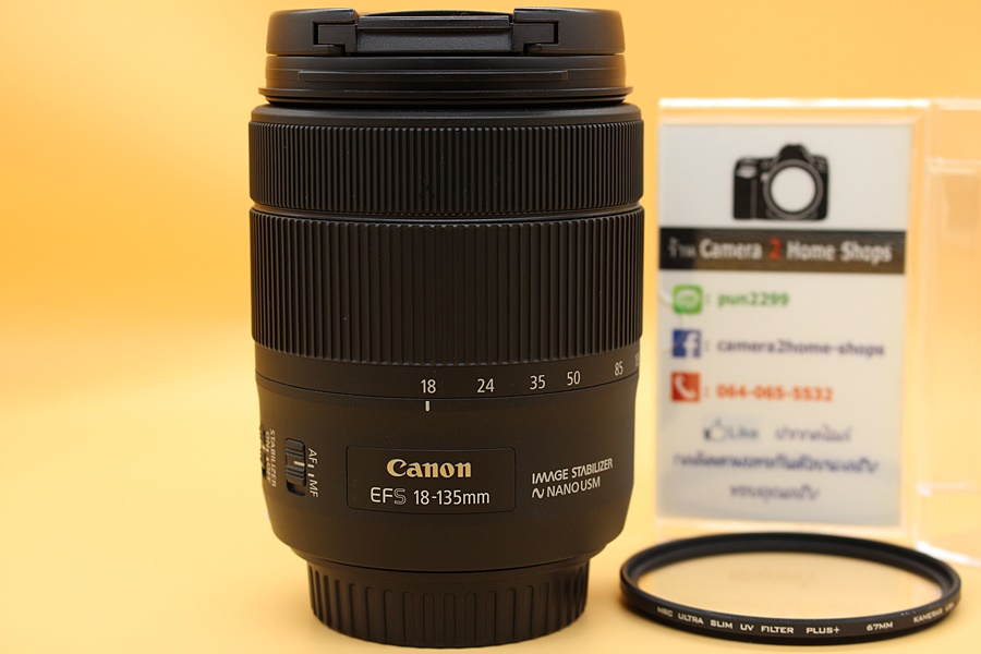 ขาย Lens Canon EFS 18-135mm F3.5-5.6 IS NANO USM สภาพสวย อดีตประกันศูนย์ ไร้ฝ้า รา  ใช้งานน้อย ตัวหนังสือคมชัด พร้อม Filter  อุปกรณ์และรายละเอียดของสินค้า 